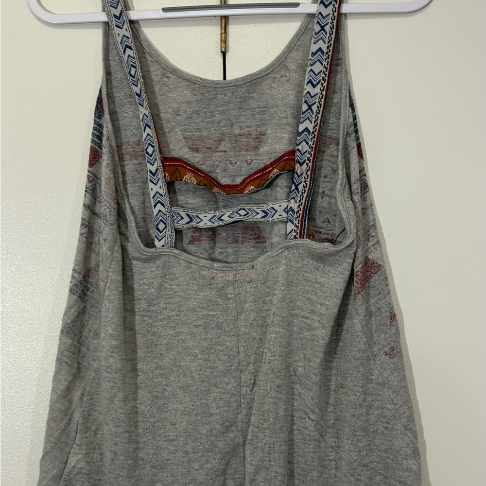 Spoiled Gray and Red A-Line Skirt with Geometric Pattern - Picture 3 of 4